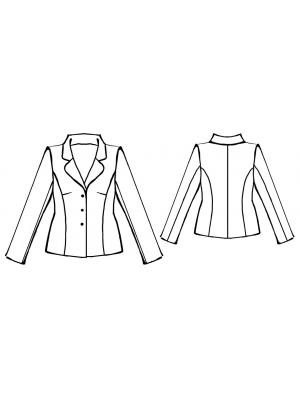 5012 Figursyet blazer med afrundet revers. Symønster teknisk tegning