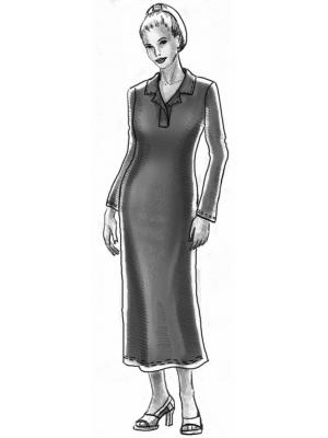 5042 Lang jersey-kjole. Symønster teknisk tegning