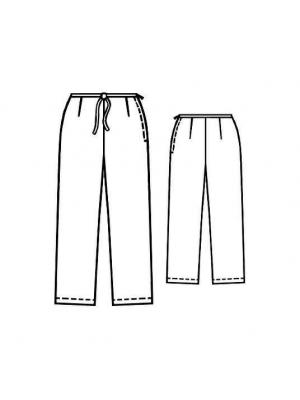 5119 Damebukser med brede ben i pyjamasstil. Symønster teknisk tegning