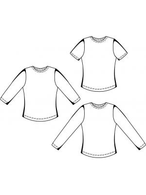 5638 Basis jersey t-shirt med rund halslinje. Symønster teknisk tegning
