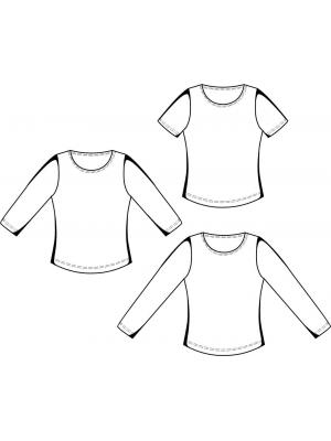 5653 Basis t-shirt. Symønster teknisk tegning