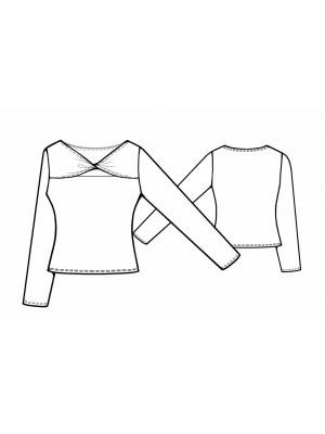 5675 Bluse med et twist teknisk tegning